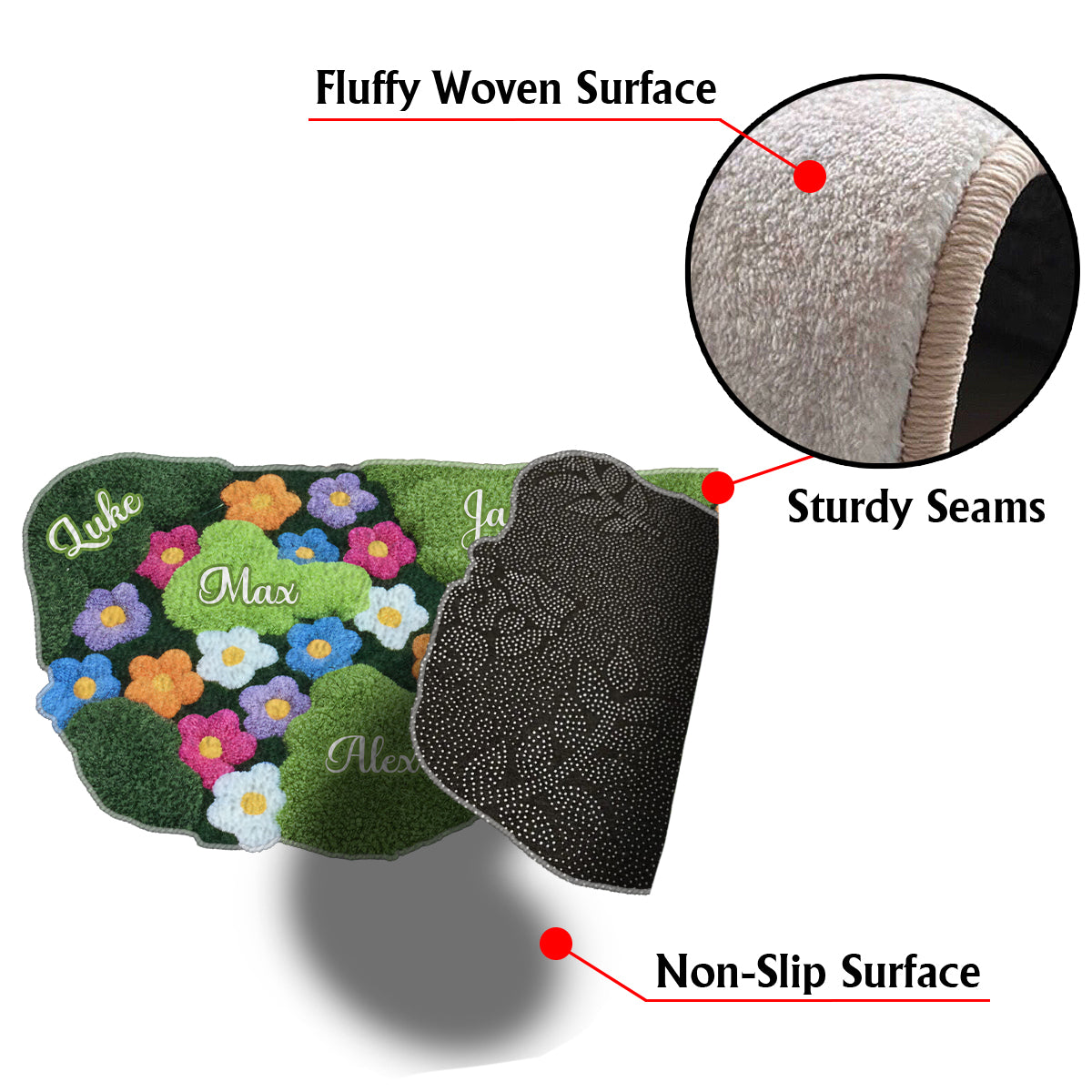 Le jardin de grand-mère - Tapis tufté antidérapant personnalisé pour grand-mère