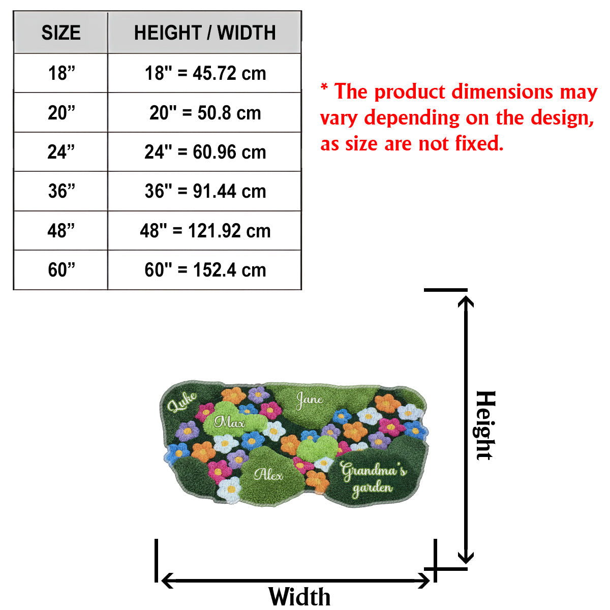 Le jardin de grand-mère - Tapis tufté antidérapant personnalisé pour grand-mère