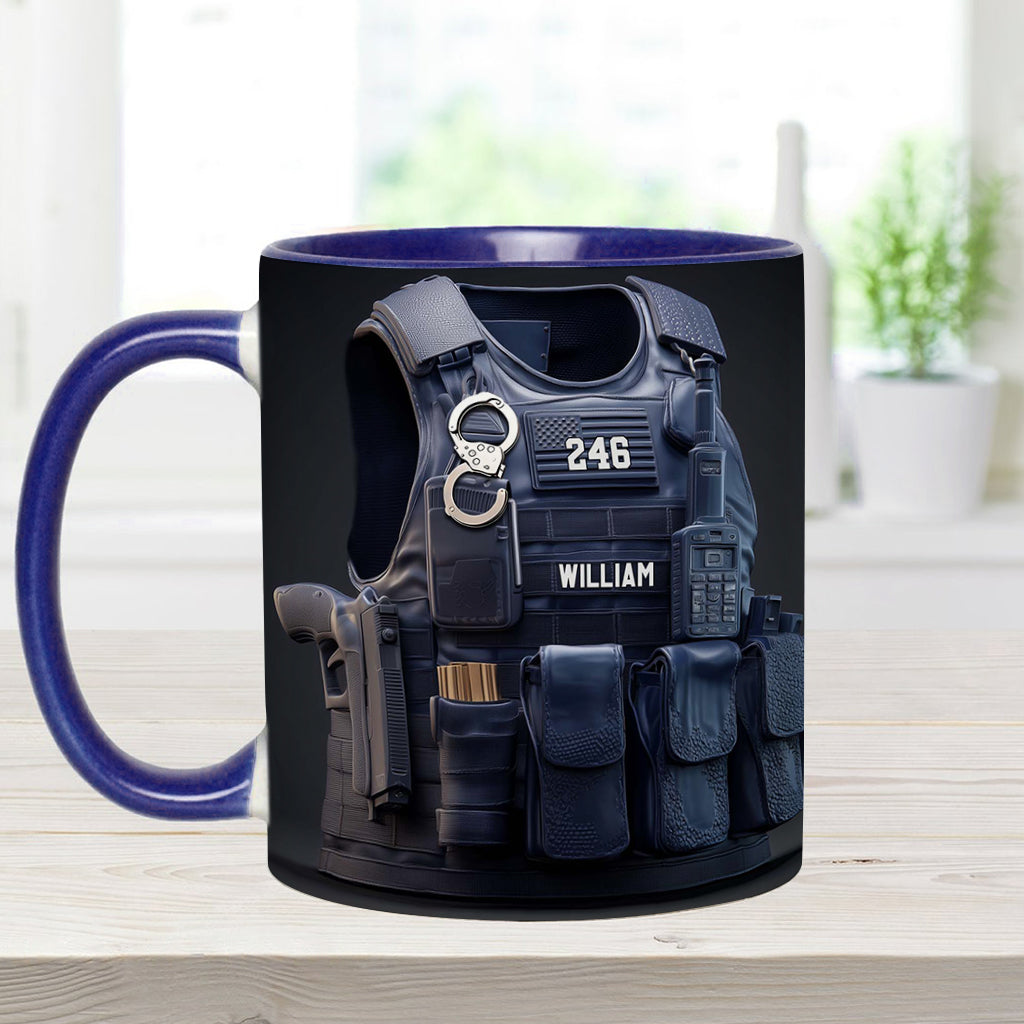 Mug personnalisé avec gilet pare-balles de police - Mug à l'effigie d'un policier