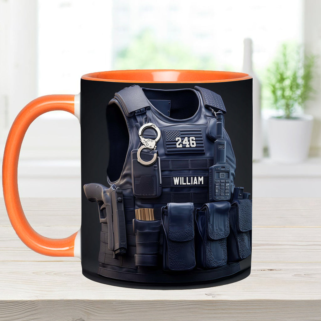 Mug personnalisé avec gilet pare-balles de police - Mug à l'effigie d'un policier