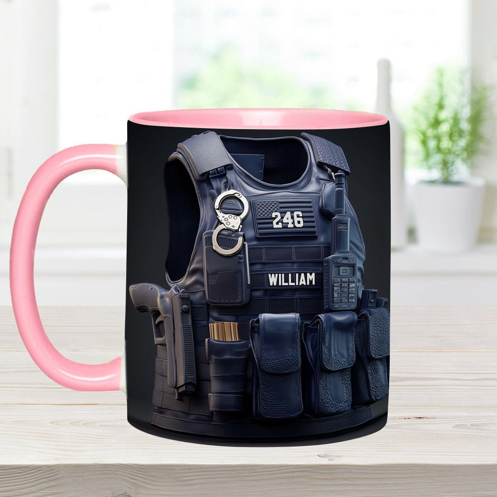 Mug personnalisé avec gilet pare-balles de police - Mug à l'effigie d'un policier