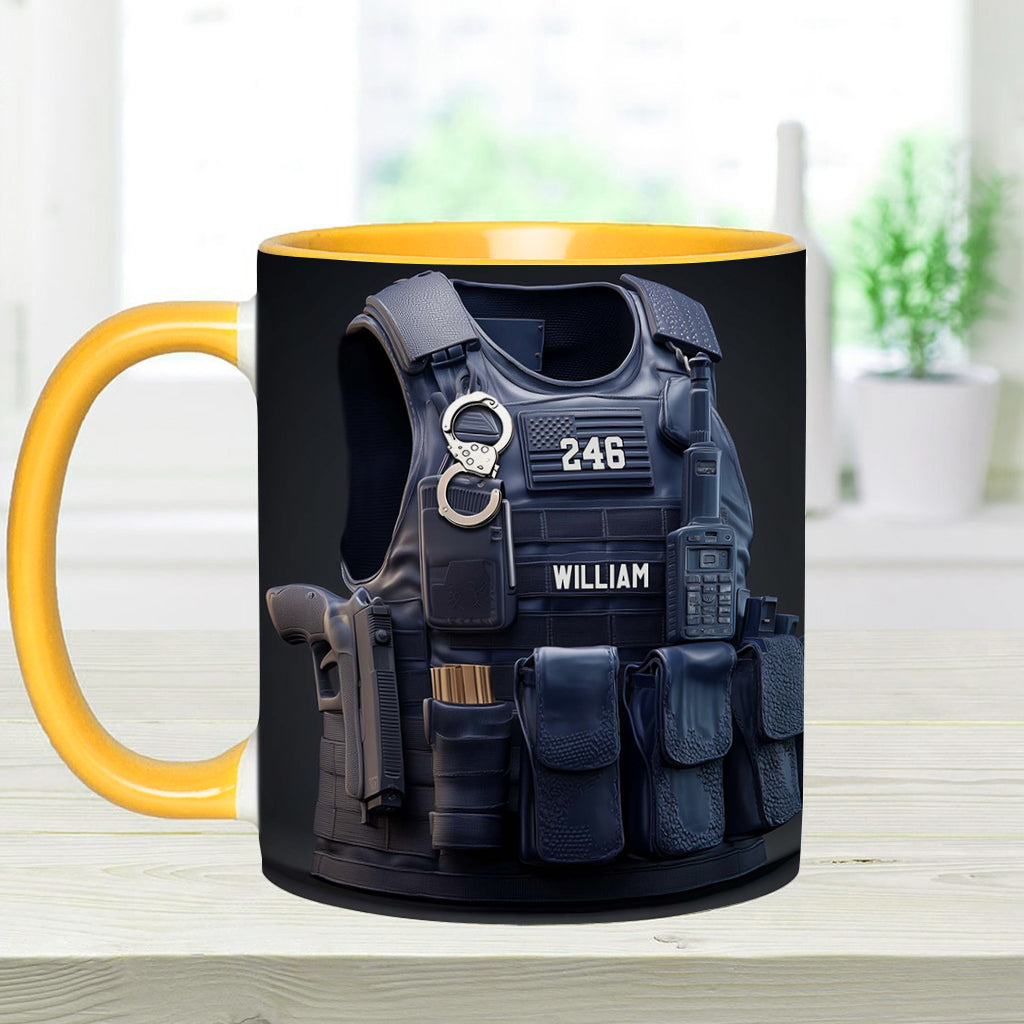 Mug personnalisé avec gilet pare-balles de police - Mug à l'effigie d'un policier