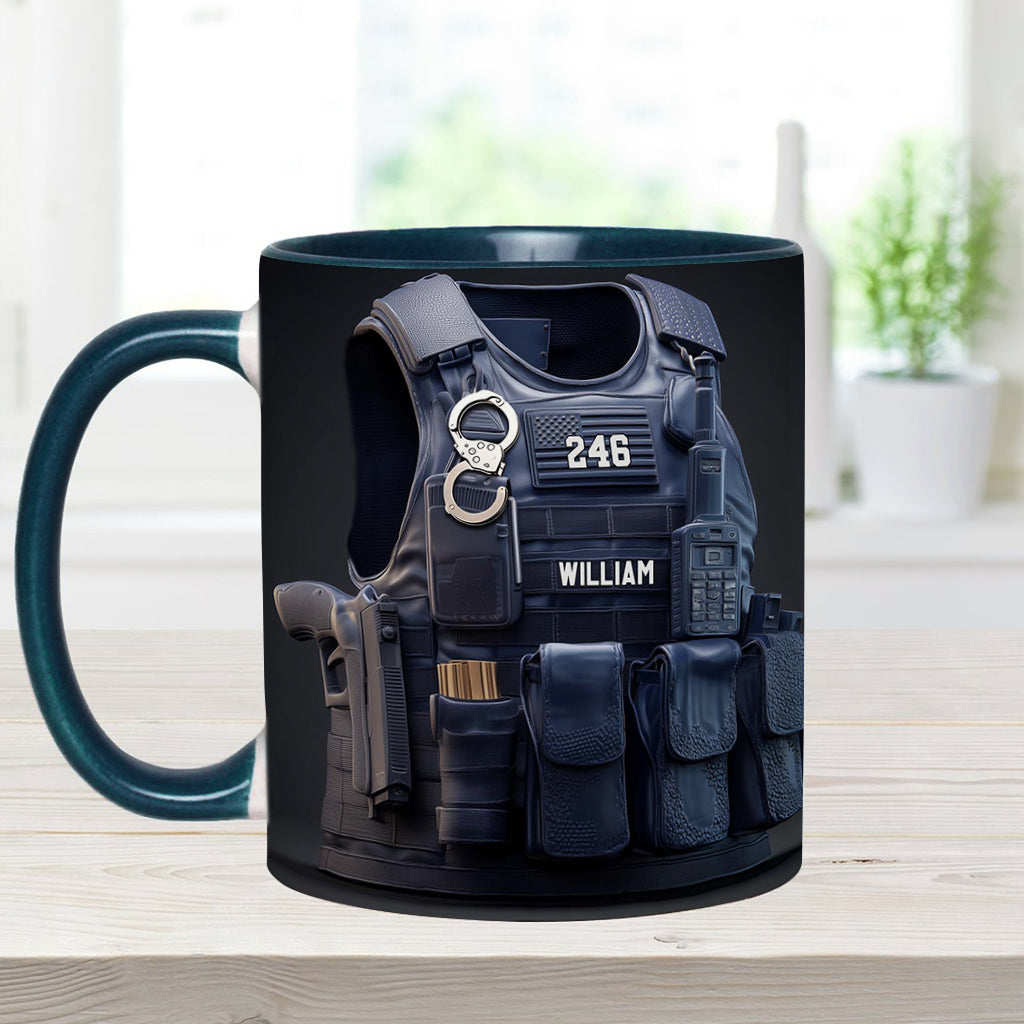 Mug personnalisé avec gilet pare-balles de police - Mug à l'effigie d'un policier