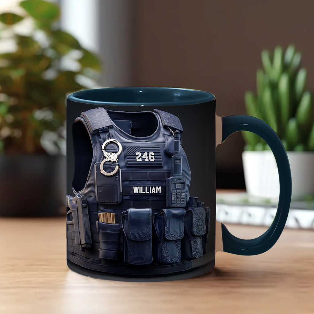 Mug personnalisé avec gilet pare-balles de police - Mug à l'effigie d'un policier
