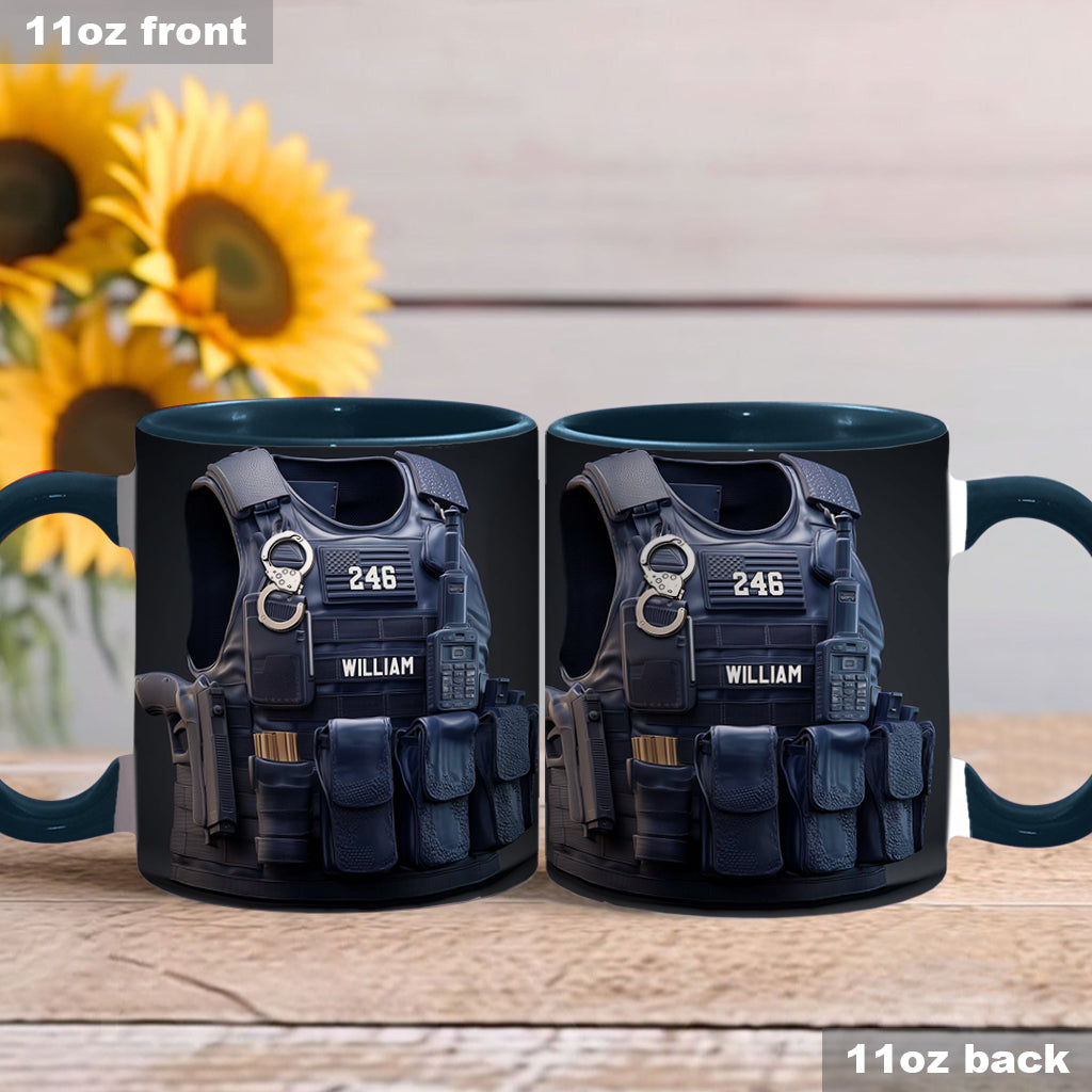 Mug personnalisé avec gilet pare-balles de police - Mug à l'effigie d'un policier