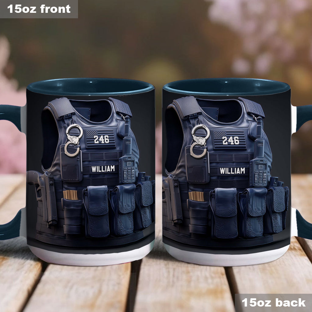 Mug personnalisé avec gilet pare-balles de police - Mug à l'effigie d'un policier