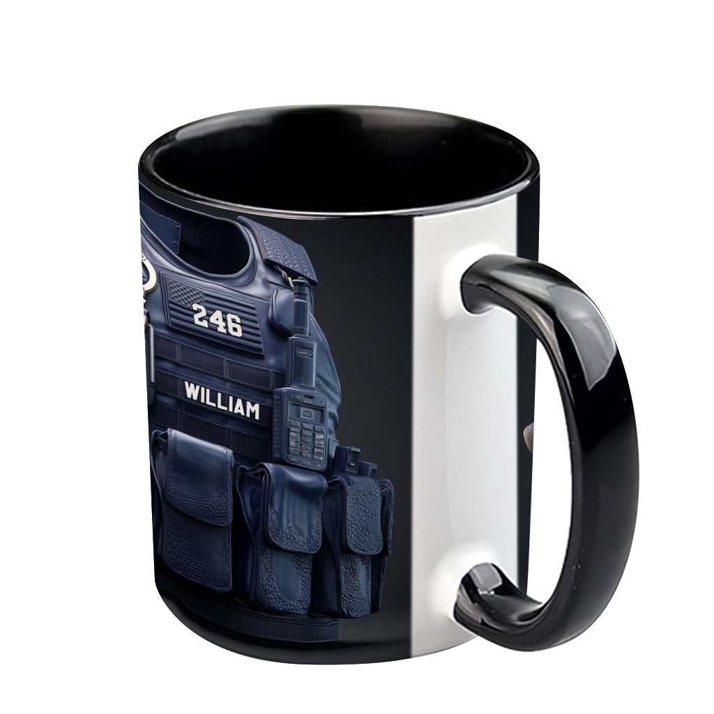Mug personnalisé avec gilet pare-balles de police - Mug à l'effigie d'un policier