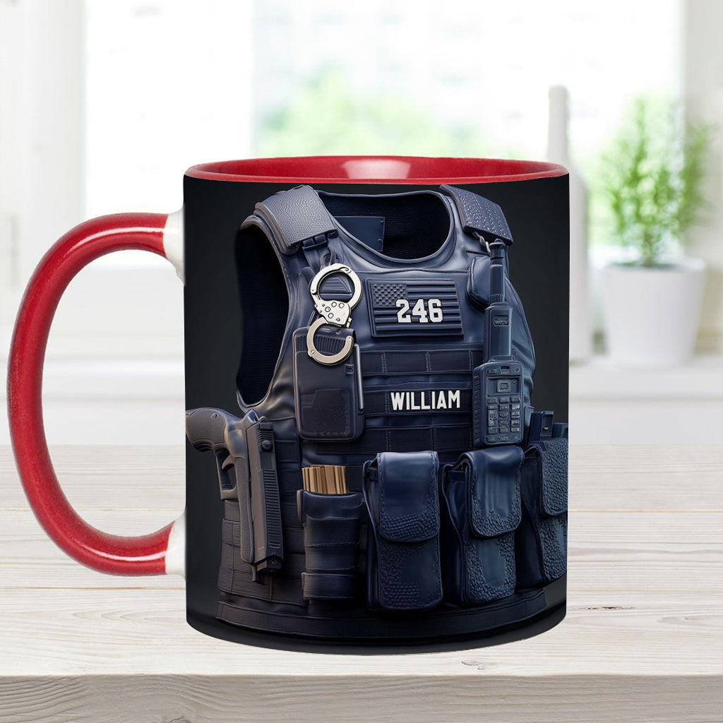 Mug personnalisé avec gilet pare-balles de police - Mug à l'effigie d'un policier