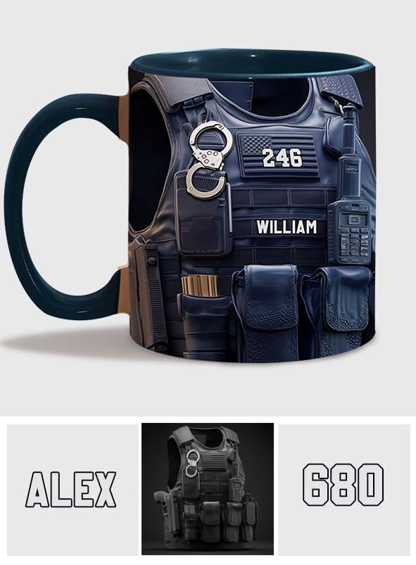 Mug personnalisé avec gilet pare-balles de police - Mug à l'effigie d'un policier