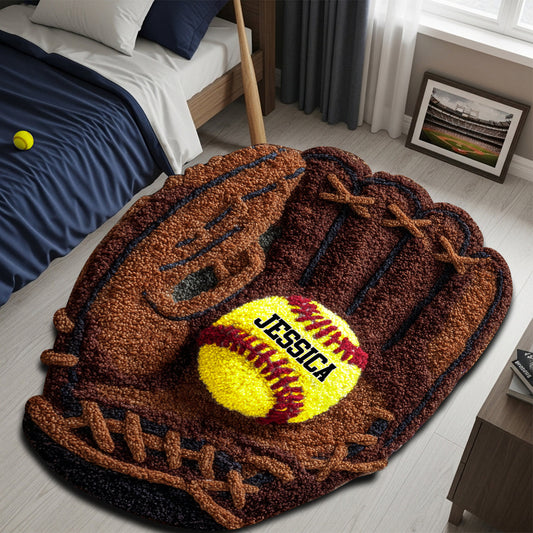Amateur de softball - Tapis touffeté antidérapant personnalisé sur le thème du softball