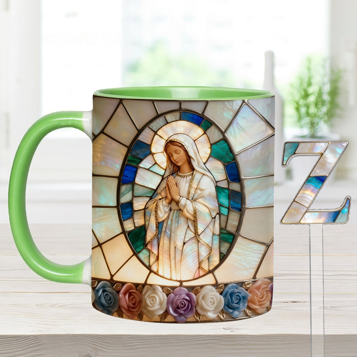 Notre-Dame de Grâce - Mug personnalisé chrétien avec agitateurs en acrylique
