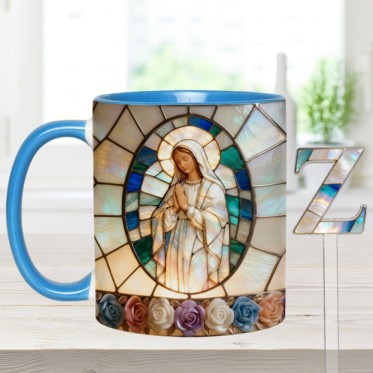 Notre-Dame de Grâce - Mug personnalisé chrétien avec agitateurs en acrylique