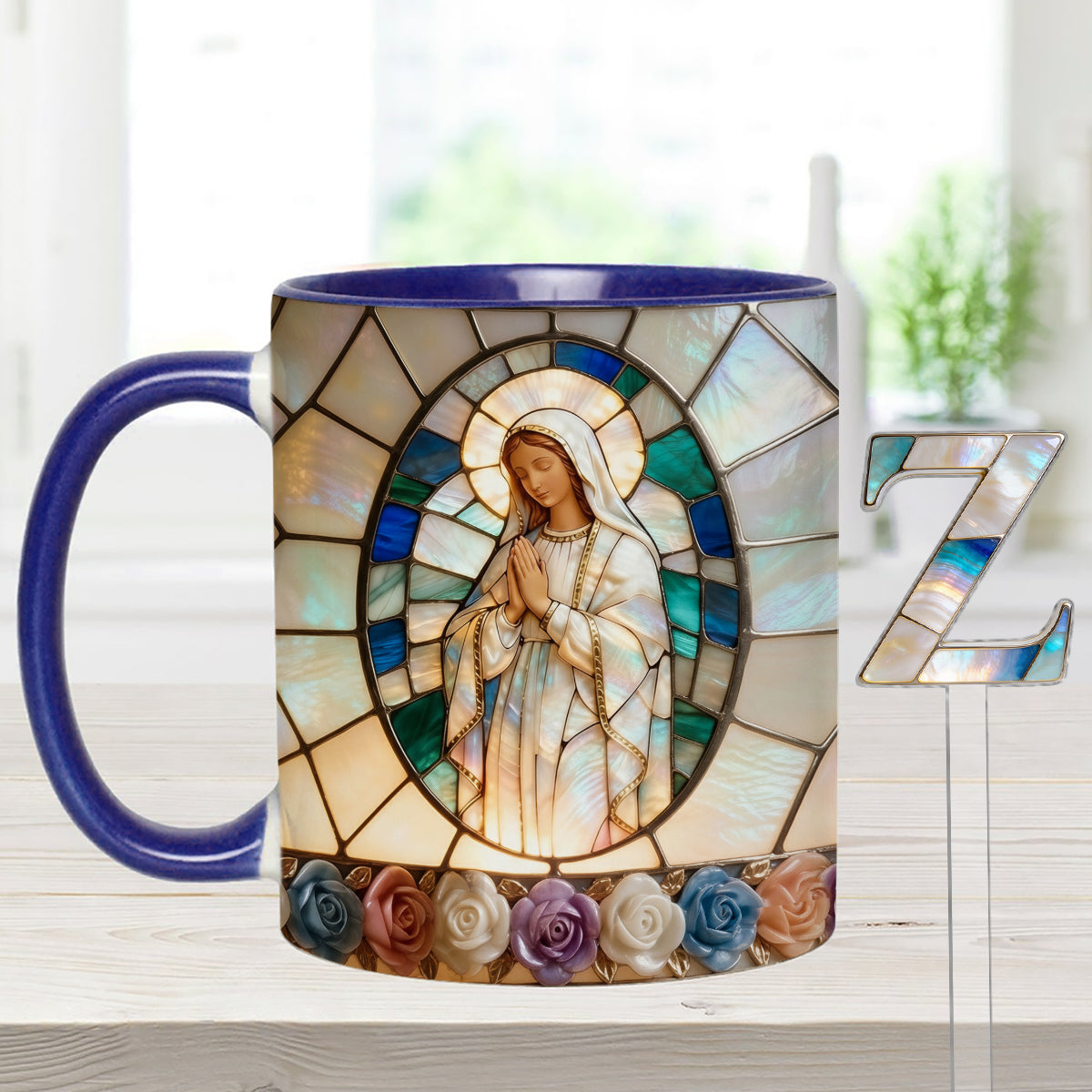 Notre-Dame de Grâce - Mug personnalisé chrétien avec agitateurs en acrylique