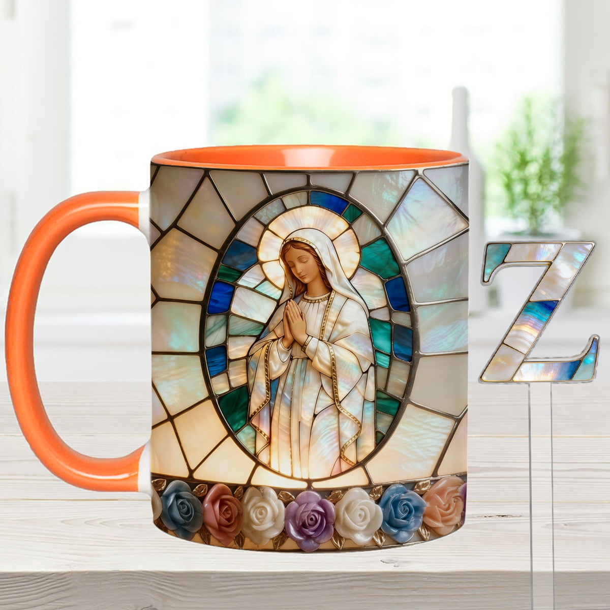 Notre-Dame de Grâce - Mug personnalisé chrétien avec agitateurs en acrylique