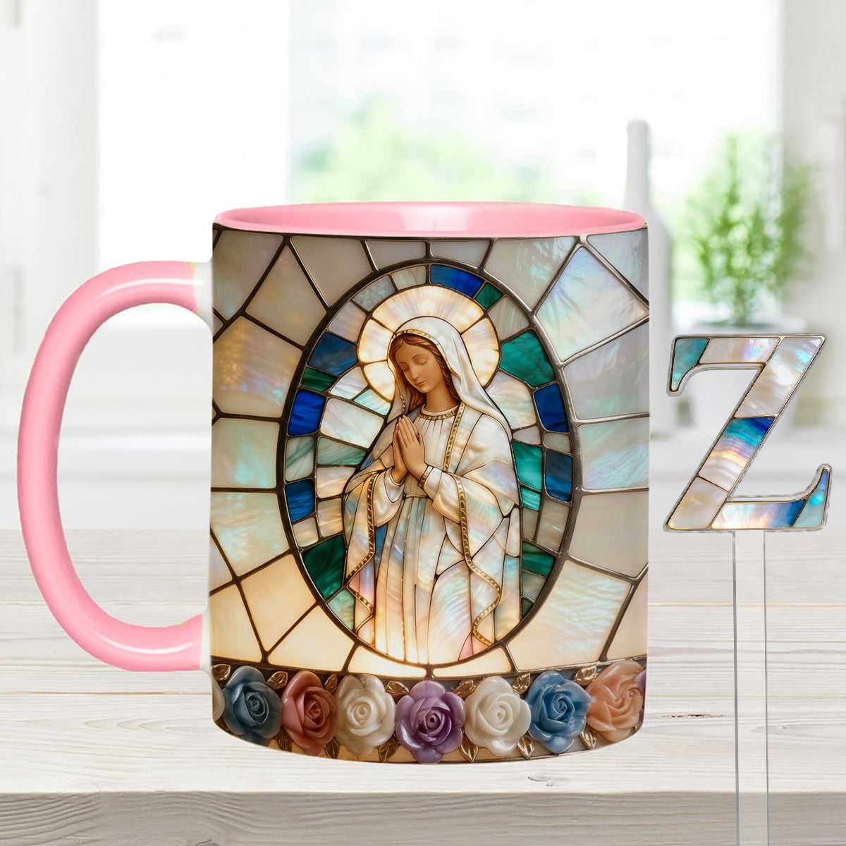 Notre-Dame de Grâce - Mug personnalisé chrétien avec agitateurs en acrylique
