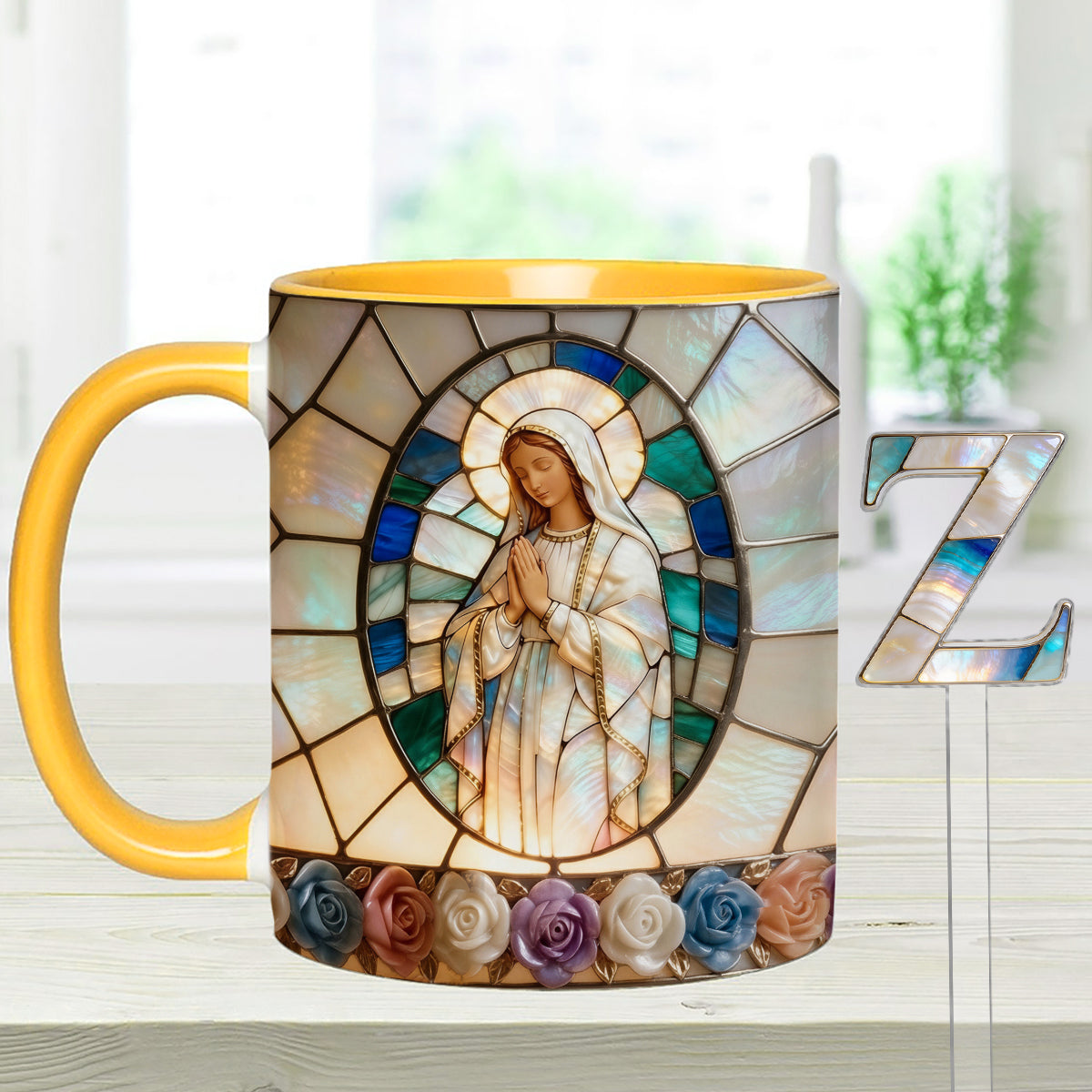 Notre-Dame de Grâce - Mug personnalisé chrétien avec agitateurs en acrylique