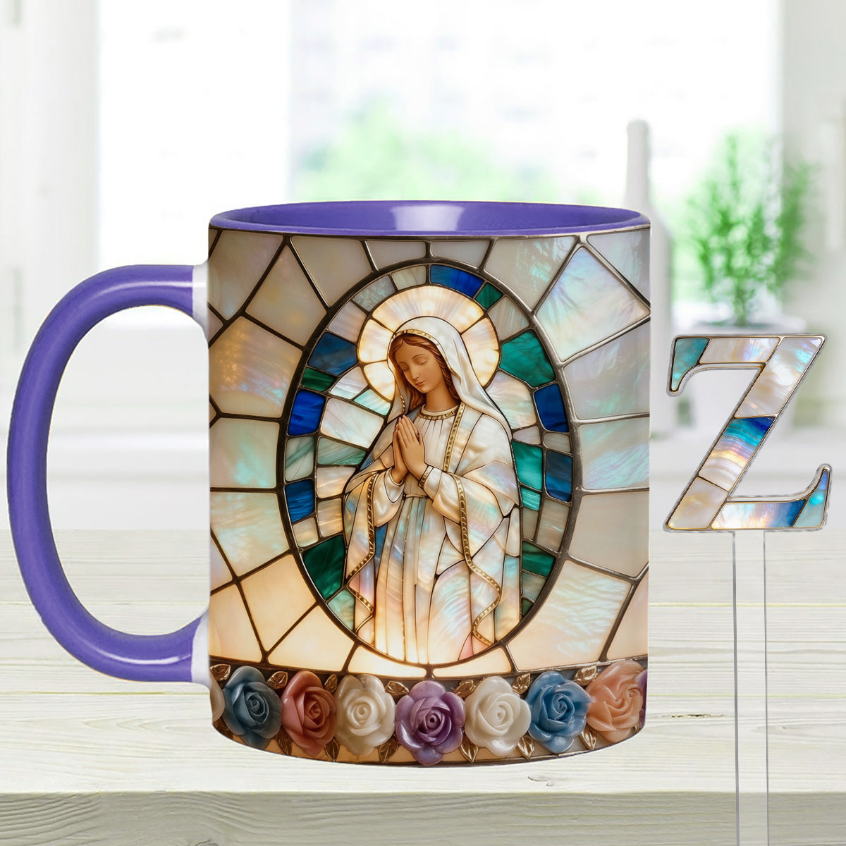 Notre-Dame de Grâce - Mug personnalisé chrétien avec agitateurs en acrylique
