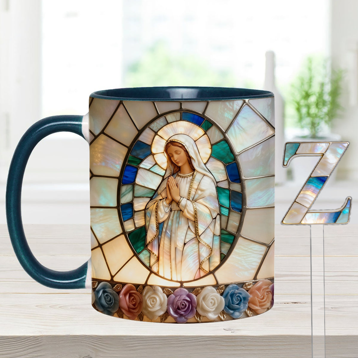Notre-Dame de Grâce - Mug personnalisé chrétien avec agitateurs en acrylique