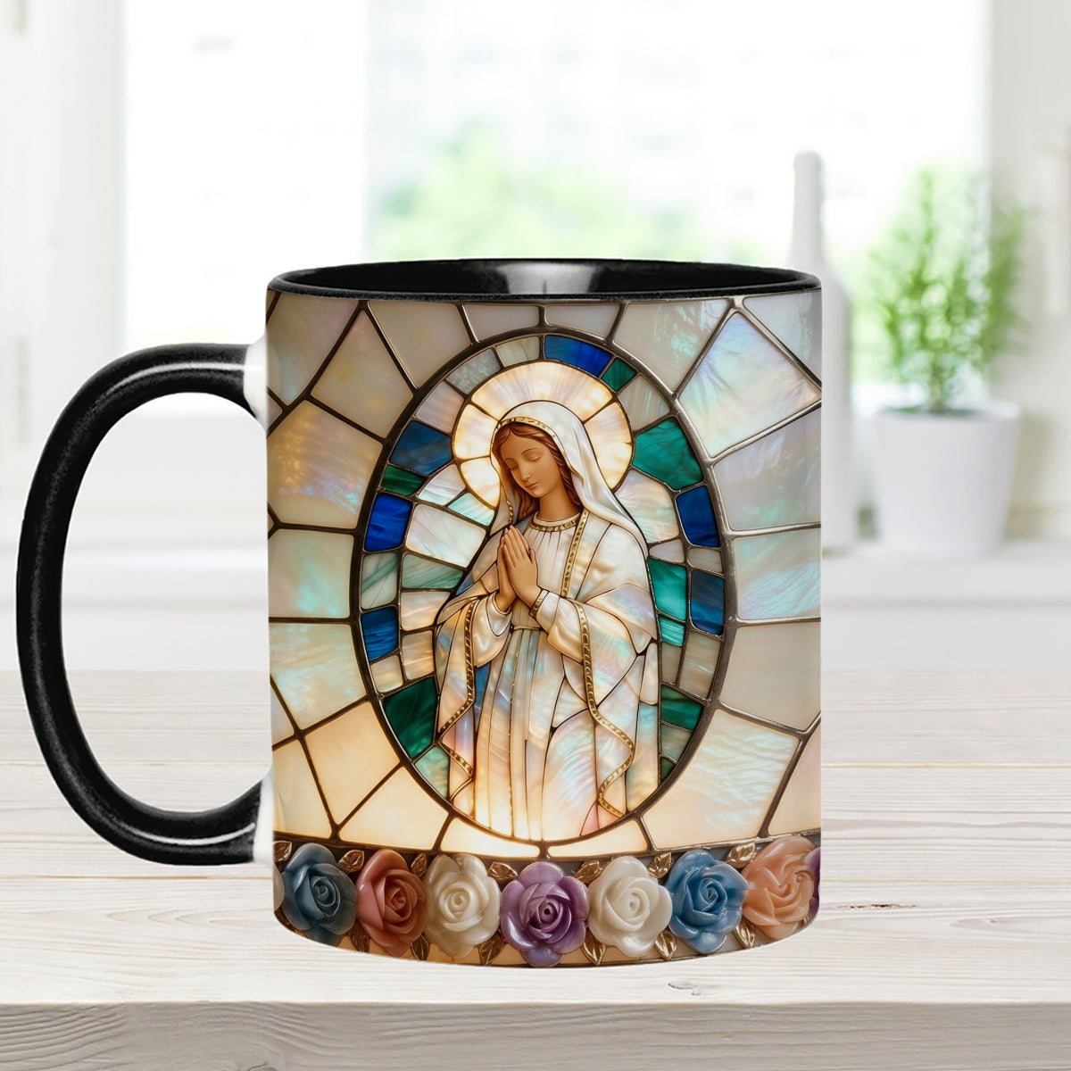Notre-Dame de Grâce - Mug personnalisé chrétien avec agitateurs en acrylique