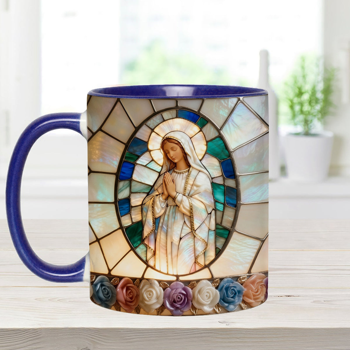 Notre-Dame de Grâce - Mug personnalisé chrétien avec agitateurs en acrylique