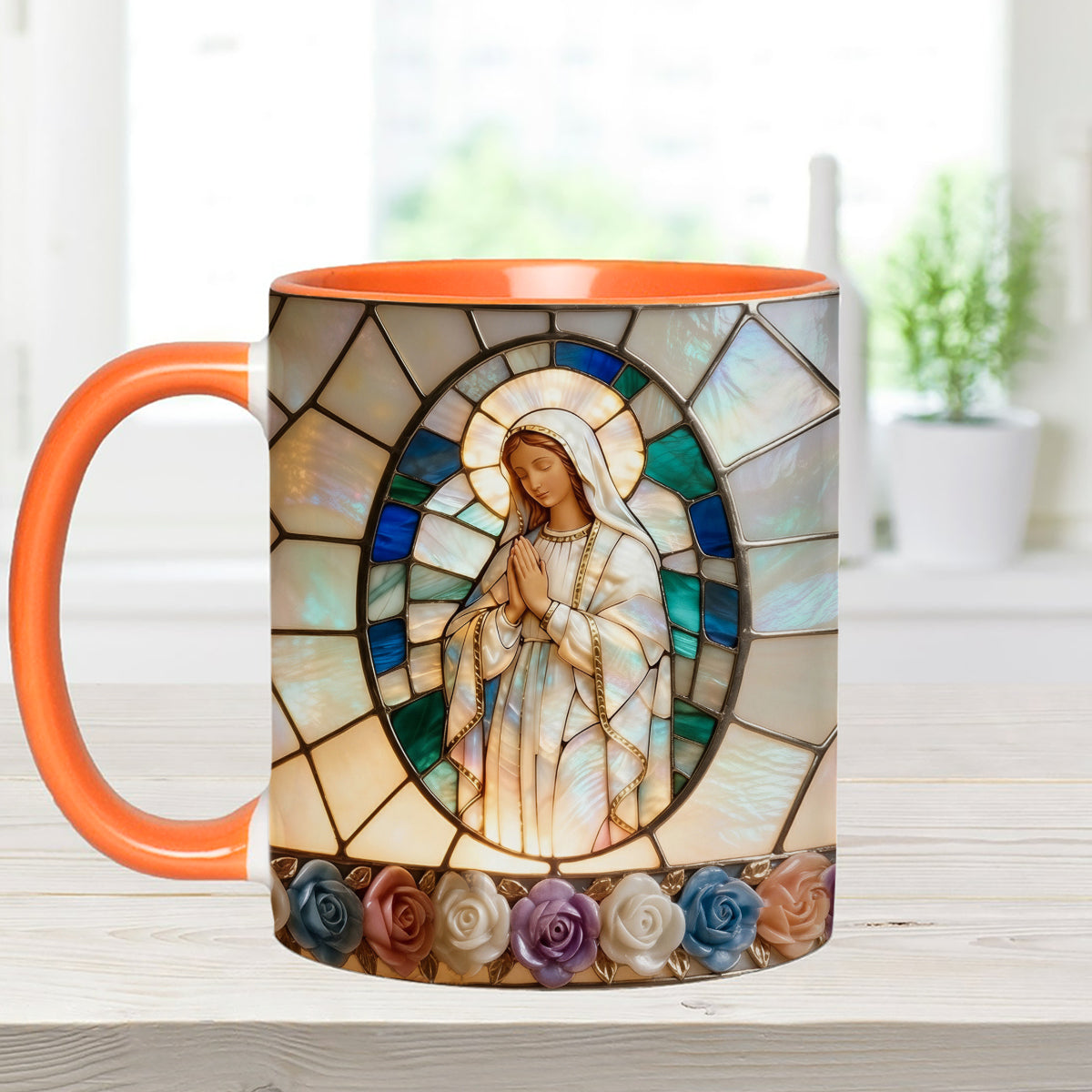 Notre-Dame de Grâce - Mug personnalisé chrétien avec agitateurs en acrylique