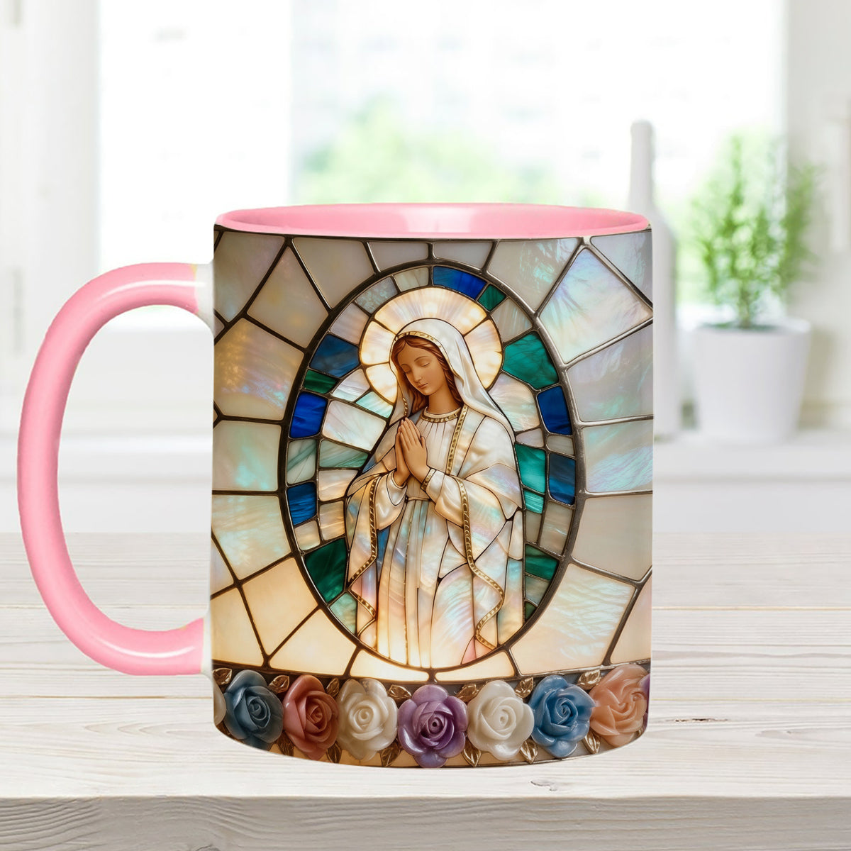 Notre-Dame de Grâce - Mug personnalisé chrétien avec agitateurs en acrylique