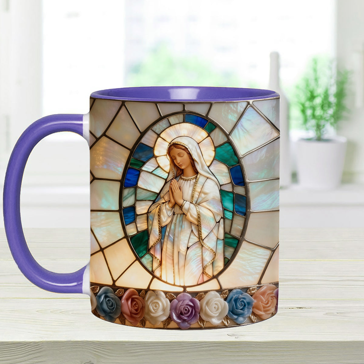 Notre-Dame de Grâce - Mug personnalisé chrétien avec agitateurs en acrylique