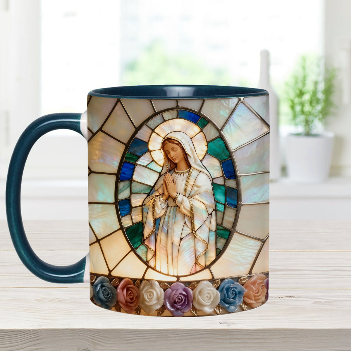 Notre-Dame de Grâce - Mug personnalisé chrétien avec agitateurs en acrylique