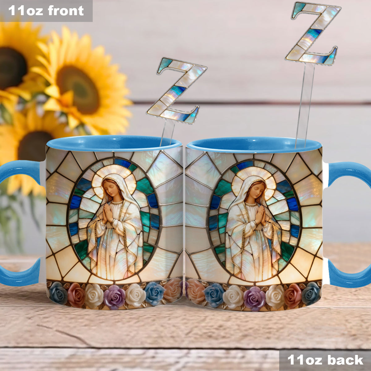 Notre-Dame de Grâce - Mug personnalisé chrétien avec agitateurs en acrylique