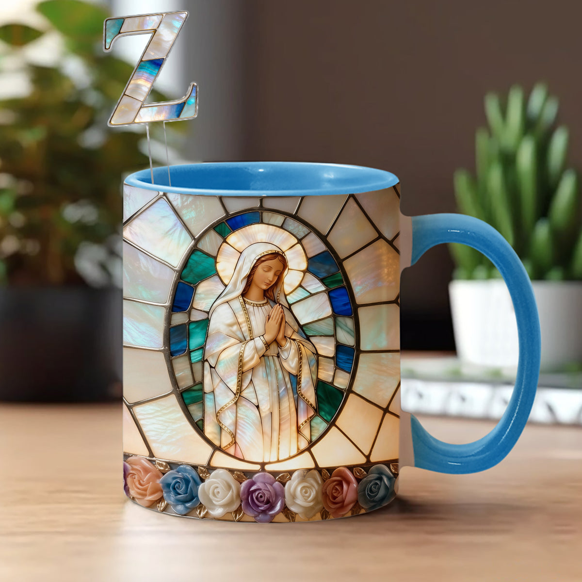 Notre-Dame de Grâce - Mug personnalisé chrétien avec agitateurs en acrylique