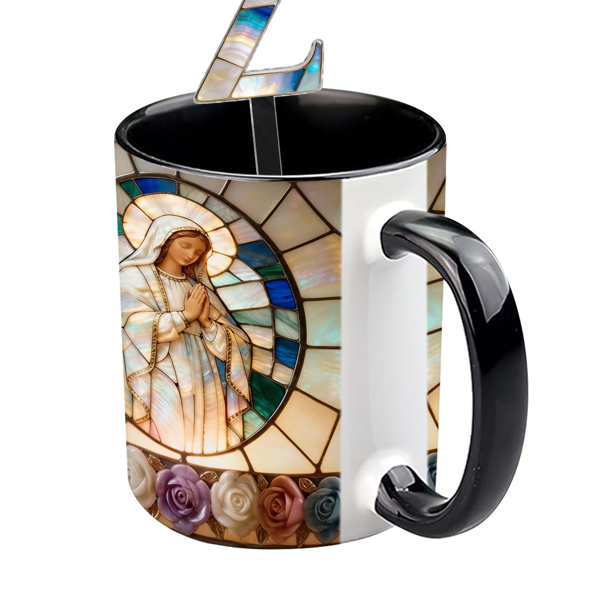Notre-Dame de Grâce - Mug personnalisé chrétien avec agitateurs en acrylique