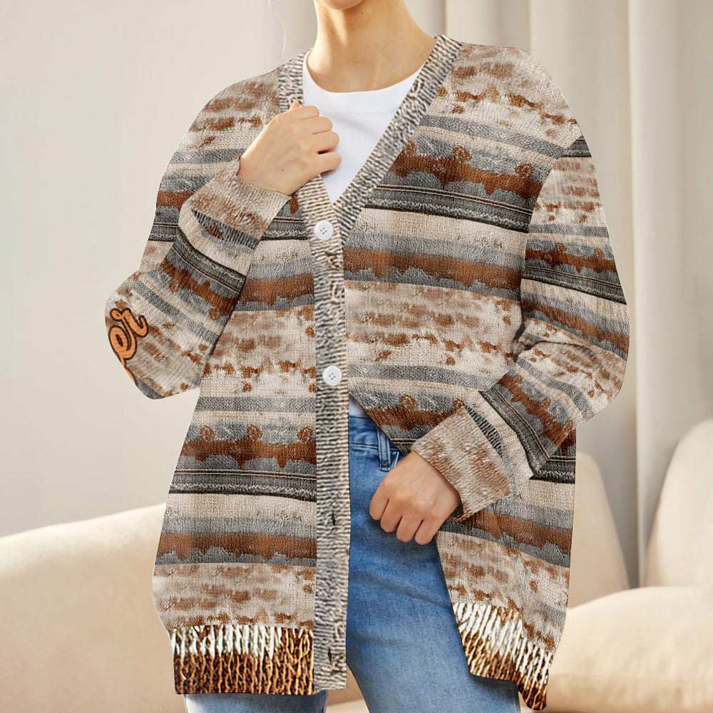Love Highland Cows - Personalized Highland Cow Cardigan Sweater