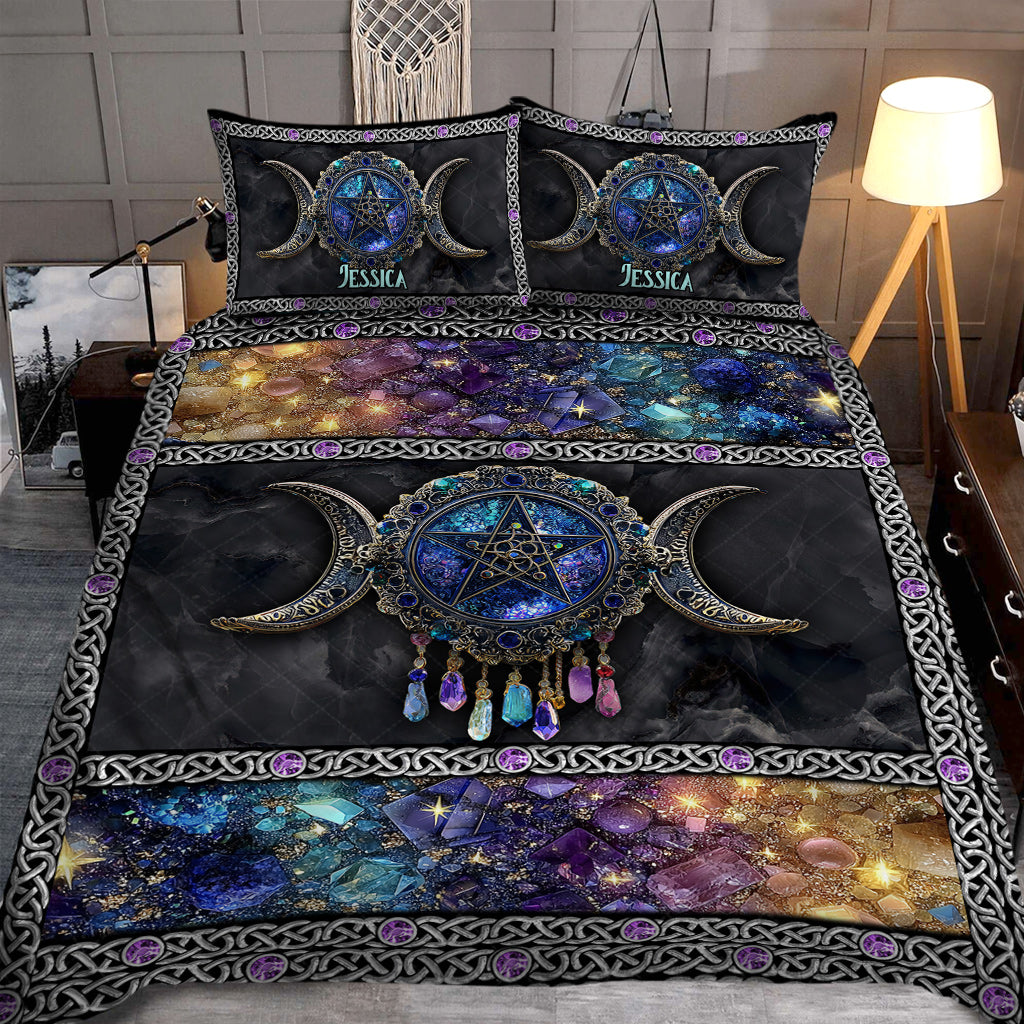 Tripple Moon - Personalized Witch Quilt Set