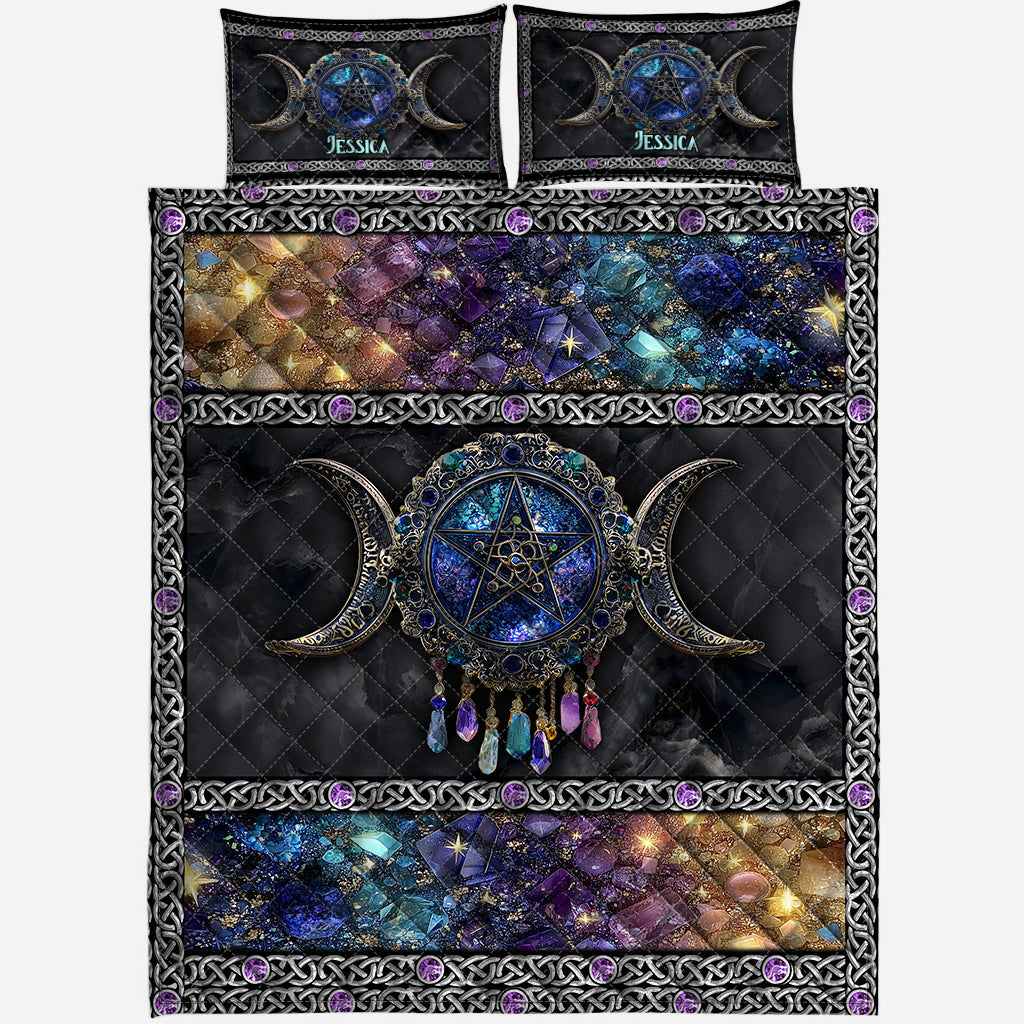 Tripple Moon - Personalized Witch Quilt Set