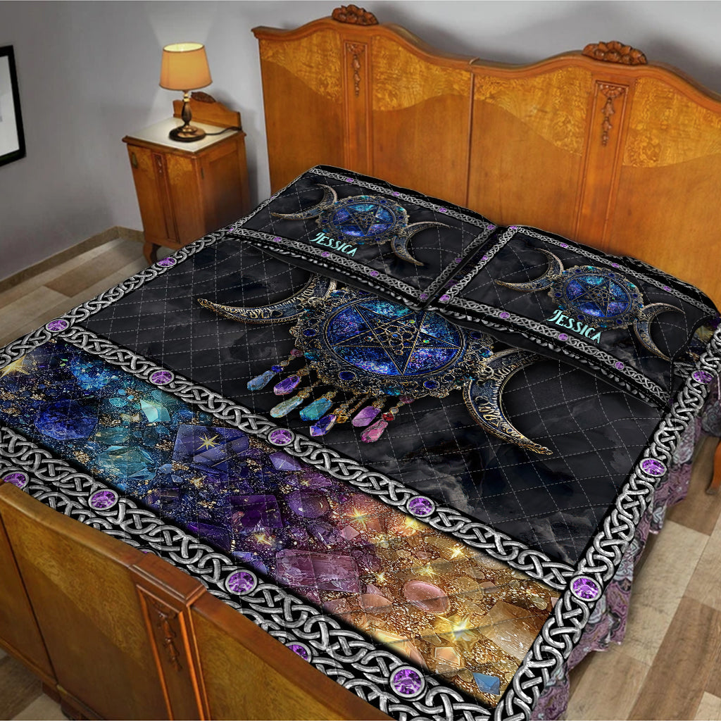 Tripple Moon - Personalized Witch Quilt Set