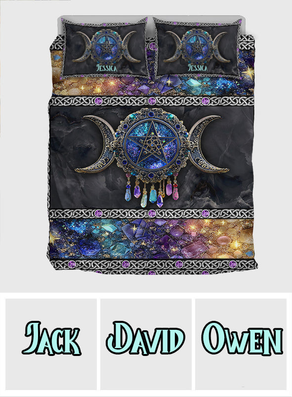 Tripple Moon - Personalized Witch Quilt Set