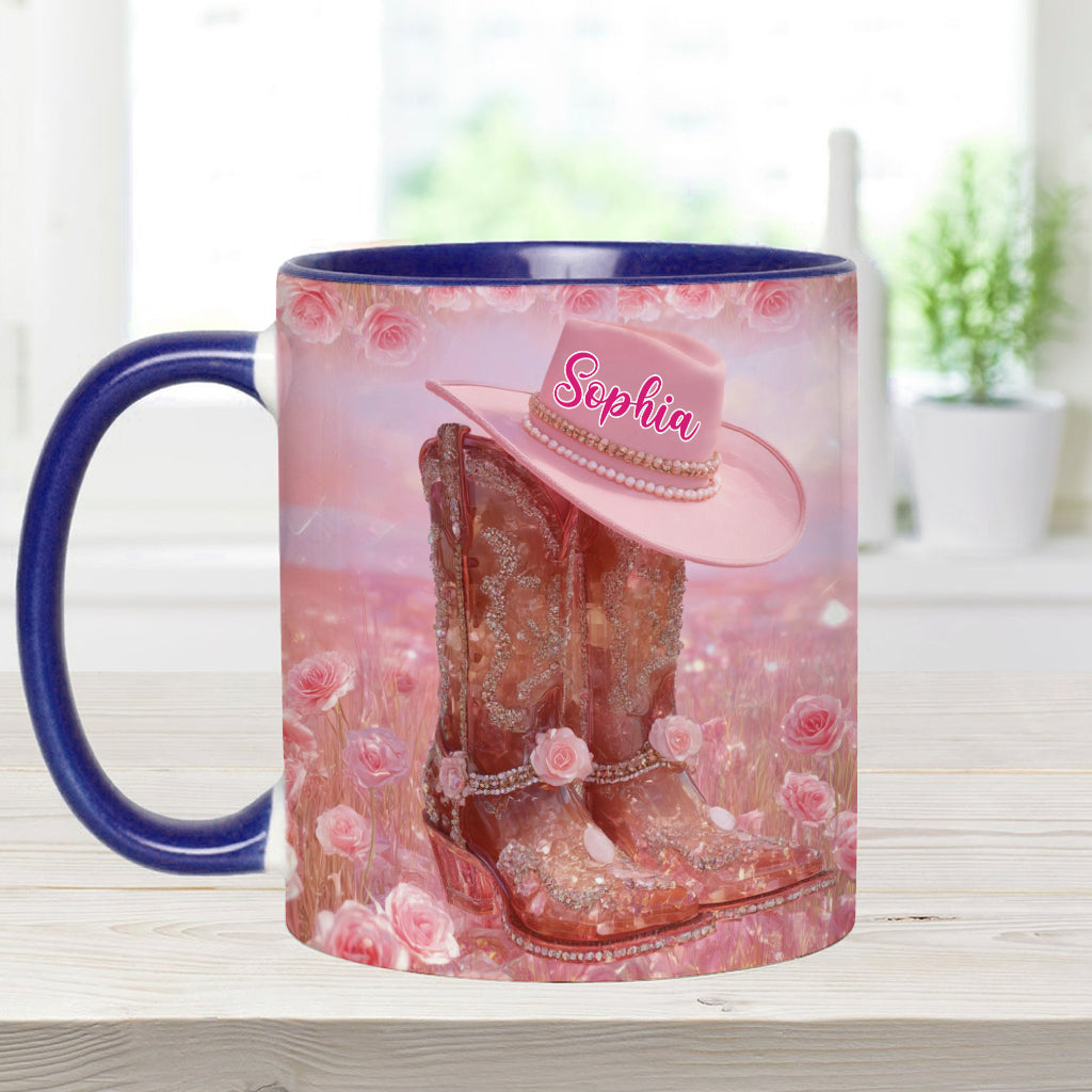 Mug personnalisé « Cowgirl fleurie »