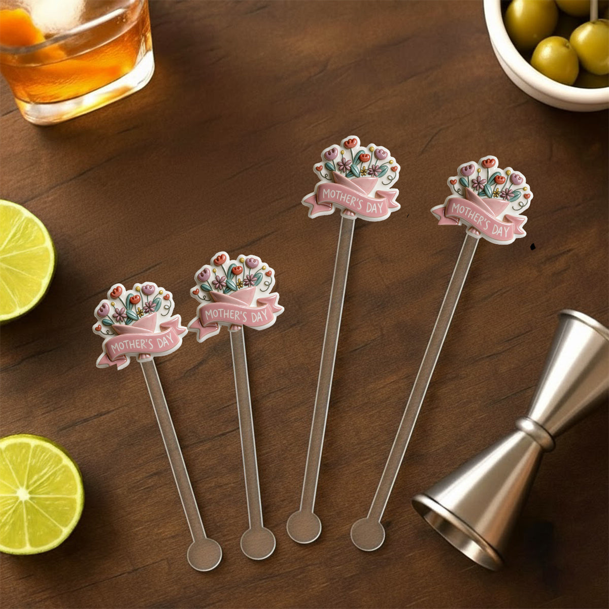 Perfect Gift for Mom - Personalized Mother Set Accent Mug with Acrylic Stirrers