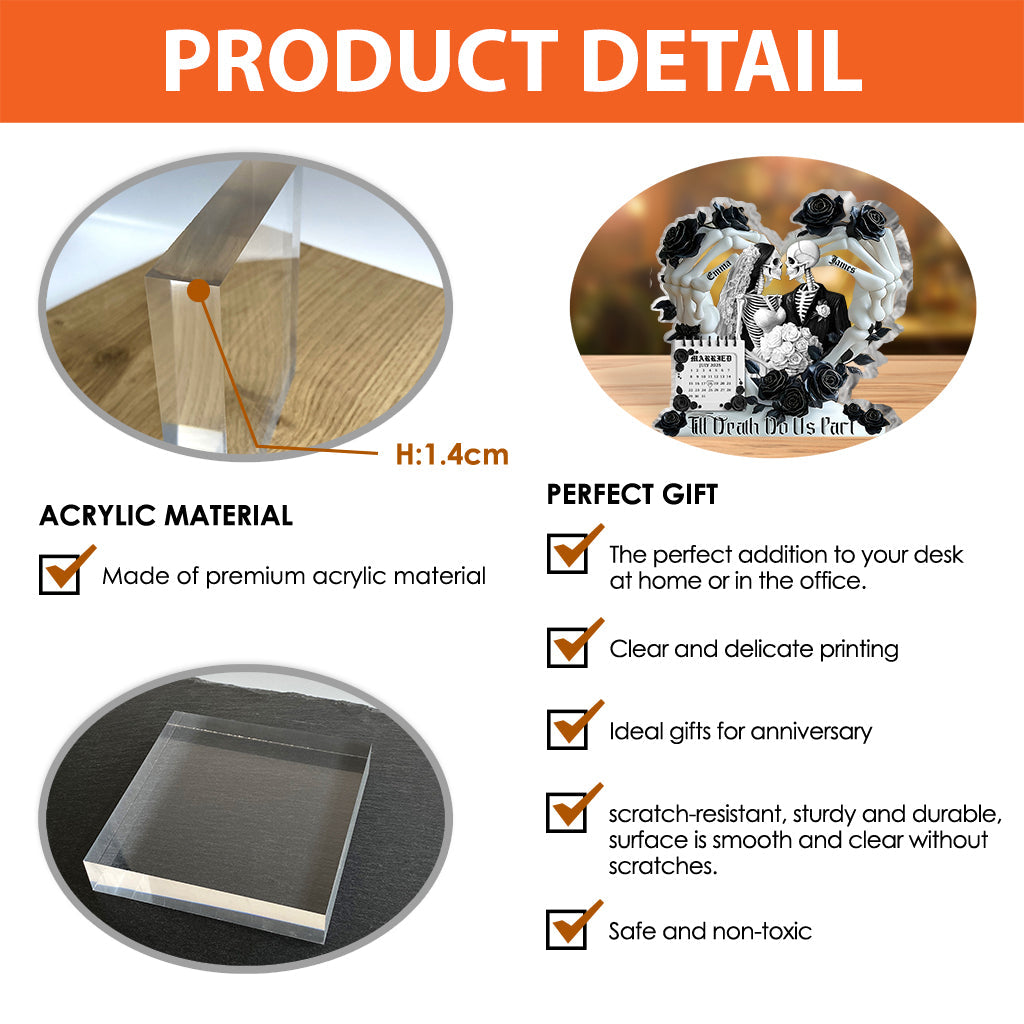 Jusqu'à ce que la mort nous sépare - Plaque acrylique personnalisée pour couple