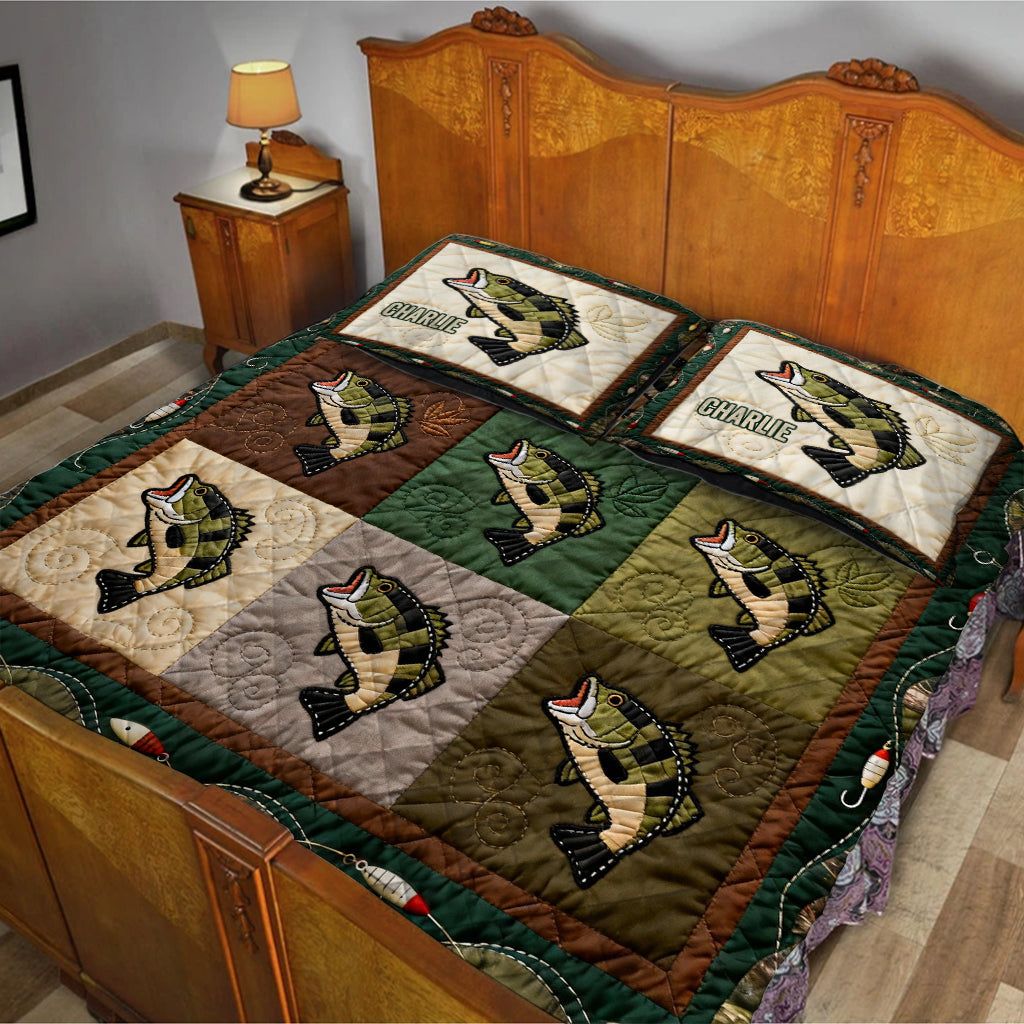 Love Fishing - Personalized Fishing Quilt Set
