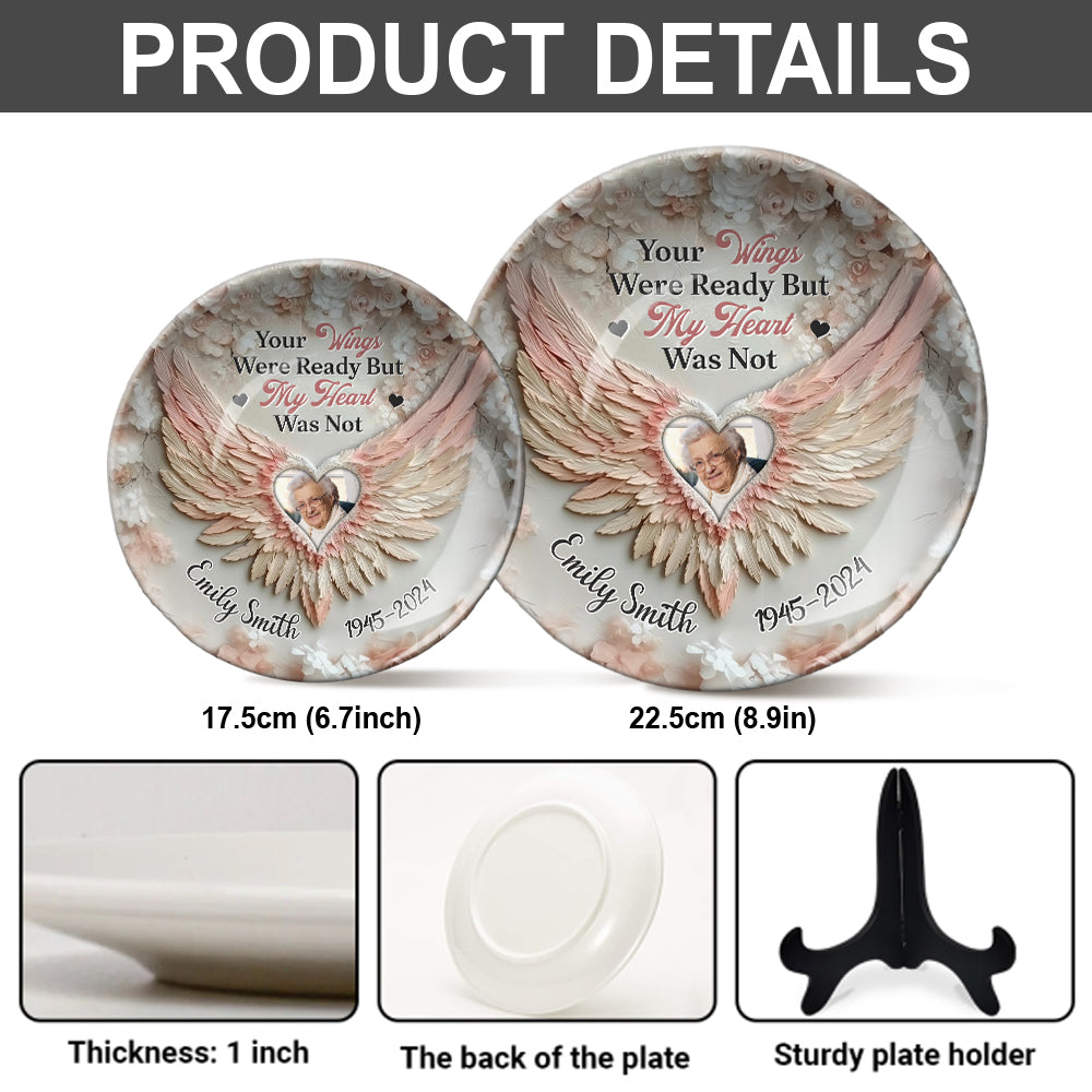 Tes ailes étaient prêtes, mais mon cœur ne l'était pas - Assiette ronde commémorative personnalisée en céramique