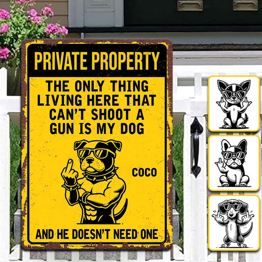 Amoureux/Propriétaires de chiens - Propriété privée - Panneau métallique rectangulaire personnalisé pour chiens