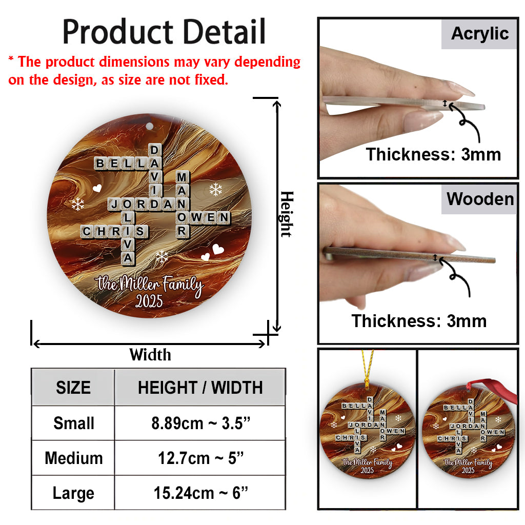 Mots croisés Scrabble - Ornement familial personnalisé