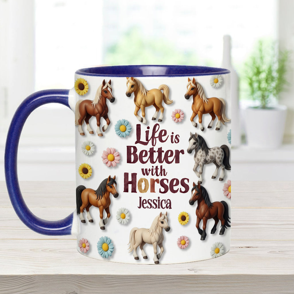 La vie est plus belle avec les chevaux - Mug personnalisé à motif cheval