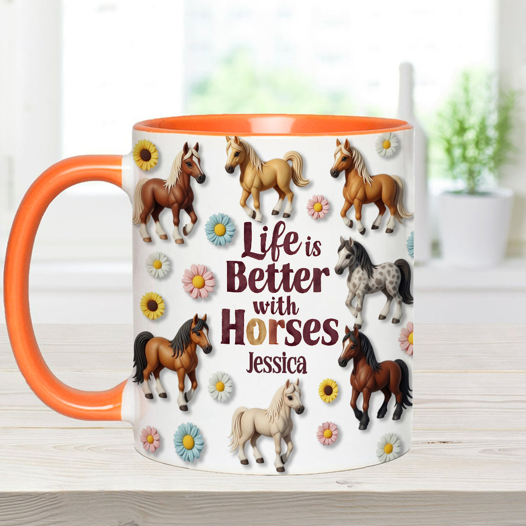 La vie est plus belle avec les chevaux - Mug personnalisé à motif cheval