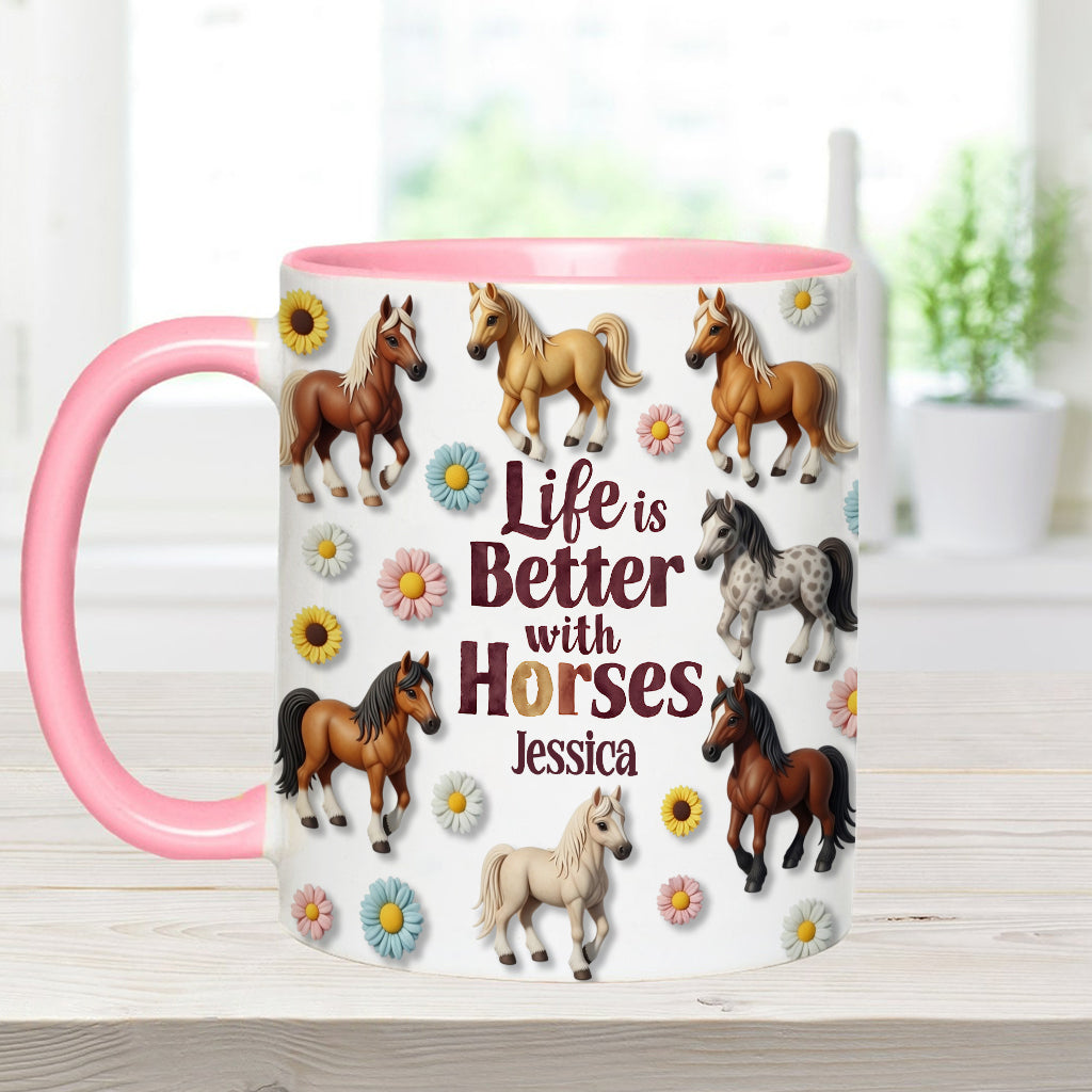 La vie est plus belle avec les chevaux - Mug personnalisé à motif cheval