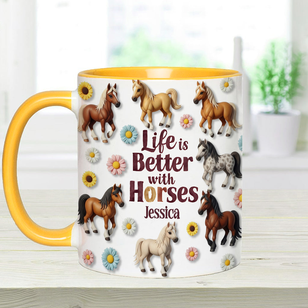 La vie est plus belle avec les chevaux - Mug personnalisé à motif cheval