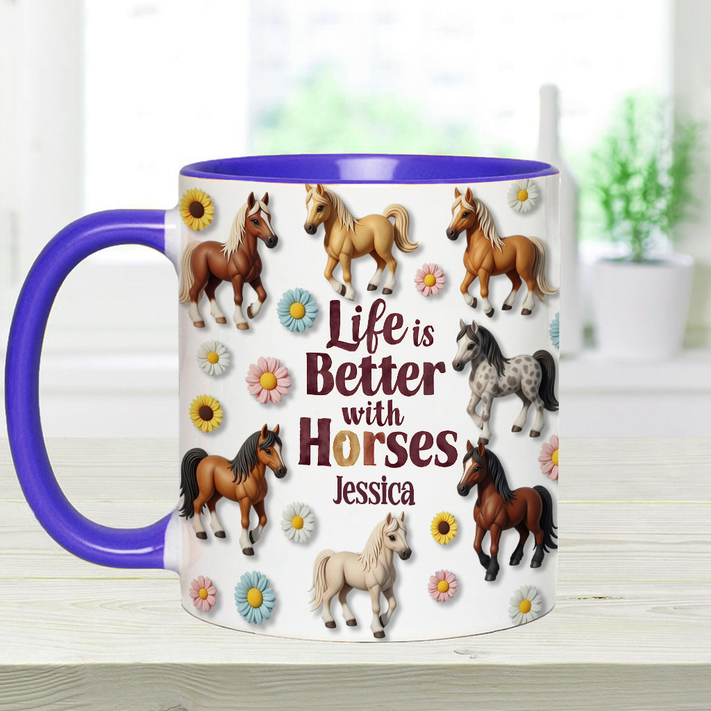 La vie est plus belle avec les chevaux - Mug personnalisé à motif cheval