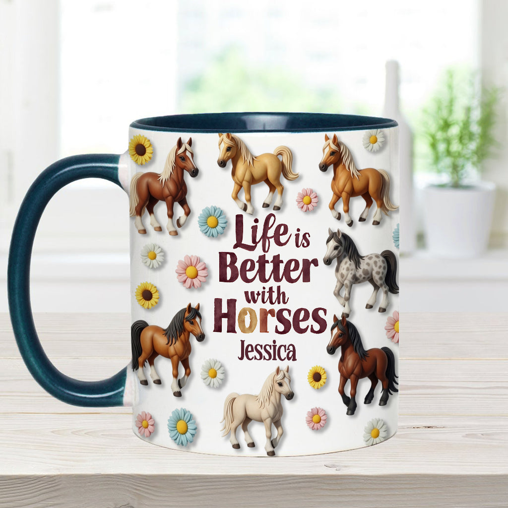 La vie est plus belle avec les chevaux - Mug personnalisé à motif cheval