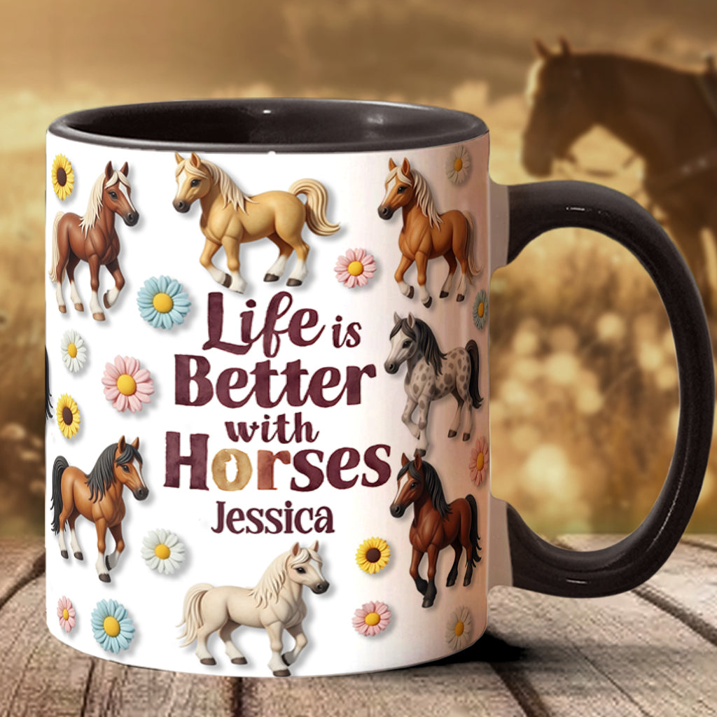 La vie est plus belle avec les chevaux - Mug personnalisé à motif cheval